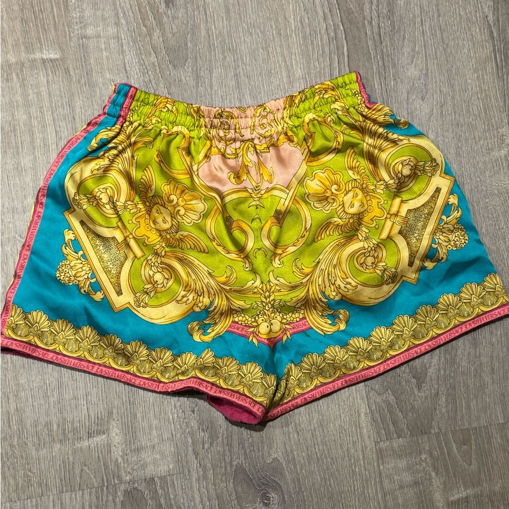 Women's Versace reversible silk and Pink Terry Cloth Shorts